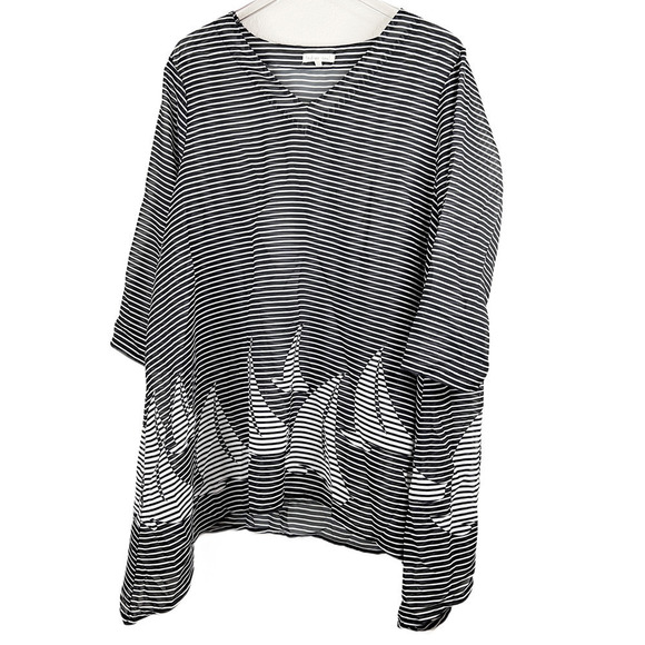 Indigo Soul Black & White Pinstripe Nautical Boat Cover Up Size 2XL - Picture 1 of 6